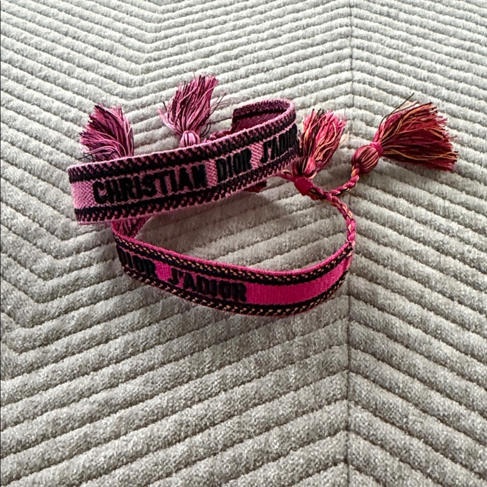 Dior Pink and Black Woven Bracelet